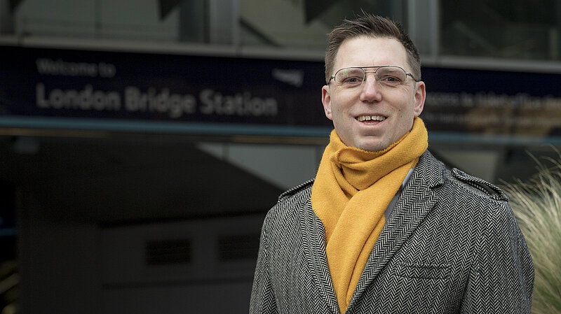 Rob Blackie pictured outside London Bridge Station