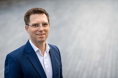 Rob Blackie pictured wearing a navy blazer