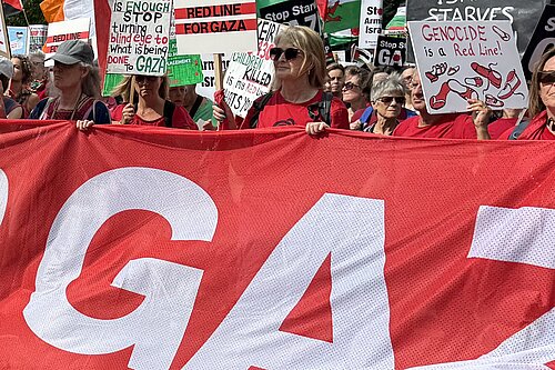 Protestors at a march for Gaza