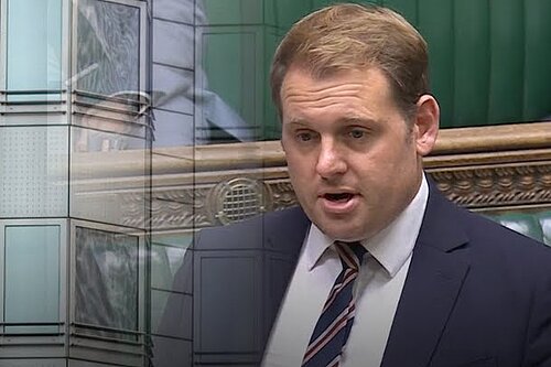 Image shows Luke Taylor MP with text overlaid "Why is the Government considering Chinese Super Embassy?
