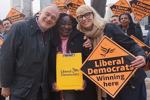 Ed Davey, Tina Valcarcel and Donna Harris