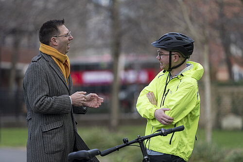 Rob Blackie with cyclist