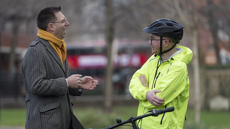 Rob Blackie with cyclist
