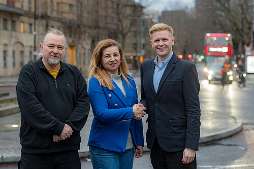 Lina Maria with Cllr Victor Chamberlain and Cllr Graham Neal