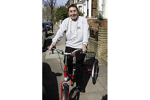 Margot Dunn riding her bicycle