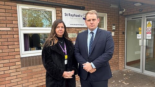 Luke Taylor MP meeting with CEO of St Raphael’s Hospice Rebecca Trower in December last year
