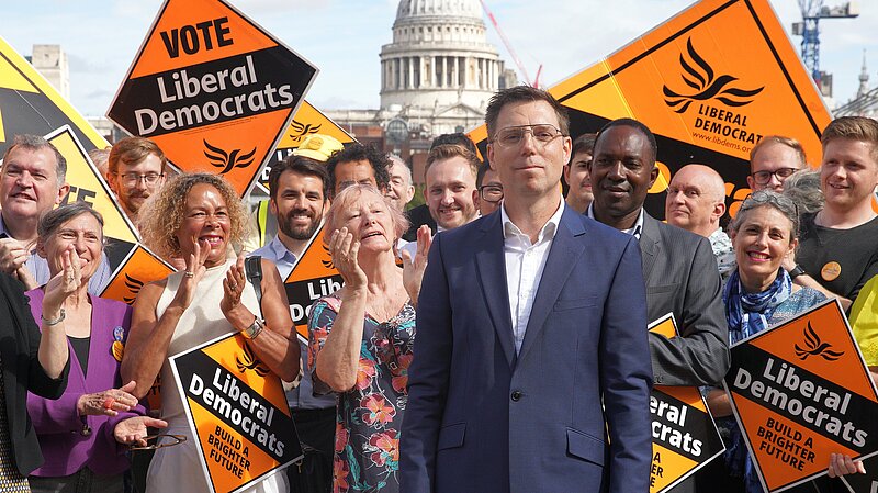 Rob Blackie pictured with Liberal Democrat activists